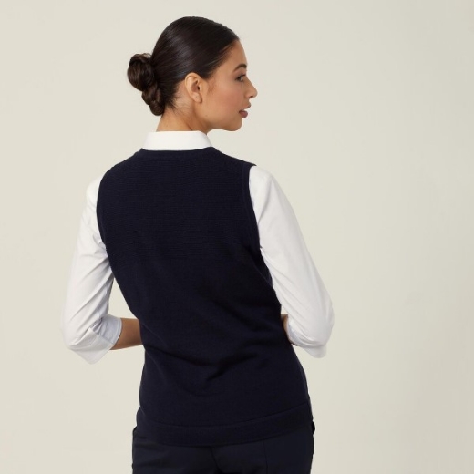 Picture of NNT Ladies Pure Wool Textured Panel Vest